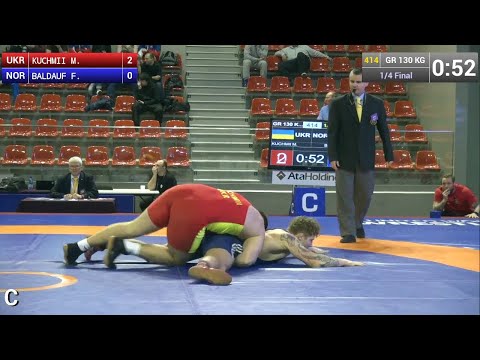 Quarterfinal GR - 130 kg: Mykola KUCHMII (UKR) df. Felix BALDAUF (NOR) by TF, 11-2