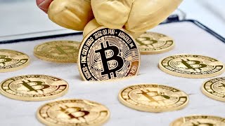 99.99% Pure Gold Bitcoin Mass Production Process. Excellent Korean Gold Manufacturing Factory