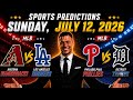 3 Free Sports Betting Picks MLB Sunday 7 12 2026 Diamondbacks Vs Dodgers L Phillies Vs Tigers