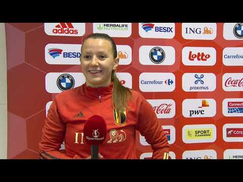 Interview met Red Flame Hannah Eurlings na de WM kwalificatiewedstrijd tegen Armenia in Oud Heverlee