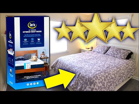 SERTA 10" PREMIER GEL MEMORY FOAM HYBRID MATTRESS  - REVIEW UNBOXING SETUP