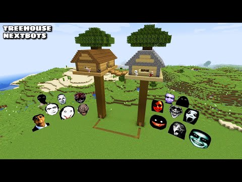SURVIVAL TREE HOUSE PART 5 WITH 100 NEXTBOTS in Minecraft - Gameplay - Coffin Meme