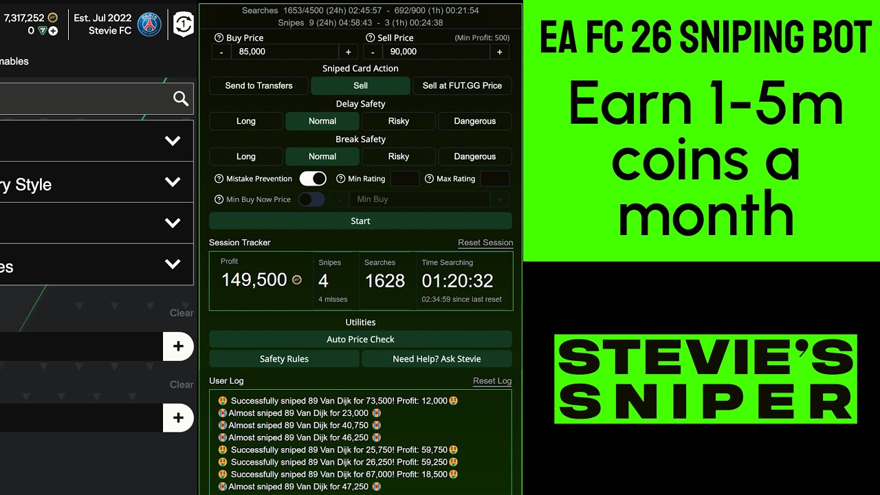 EA FC 26 Autobuyer & FUT Sniping Bot - Stevie's Sniper - How to use