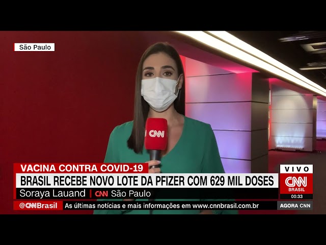 Brasil recebe novo lote com 600 mil doses da vacina Pfizer
