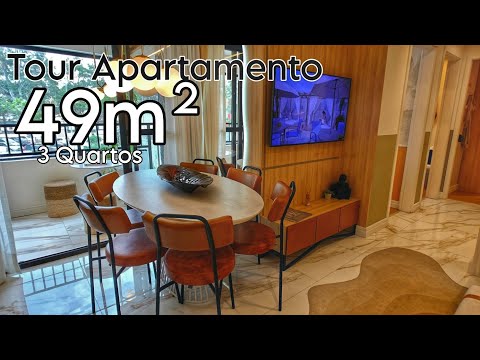 TOUR APARTAMENTO 49M² COM 3 QUARTOS 😍😱- TOUR APÊ MODELO DECORADO INCRÍVEL - TOUR APÊ 49M²