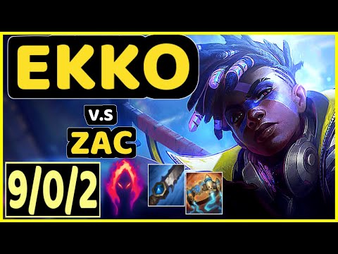 DARDOCH (EKKO) vs ZAC - 9/0/2 KDA JUNGLE GAMEPLAY - NA Ranked GRANDMASTER