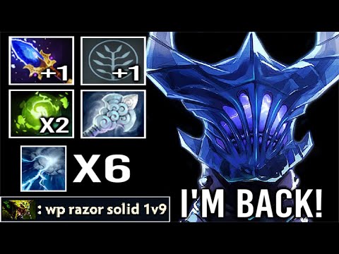 WTF 6X EYE OF THE STORM TARGETS 7.30 Scepter Razor Melt Whole Team Like a Boss Most Imba Hero Dota 2