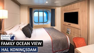 HAL Koningsdam | Family Ocean View Stateroom Full Tour & Review 4K | Holland America Line