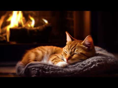Purring cat with cozy Fireplace (No Ads) 🔥 You will relax and fall asleep instantly