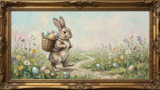 Vintage Easter Bunny Painting | Spring Meadow Easter TV Art | Spring Decor Ambience (2 Hours)