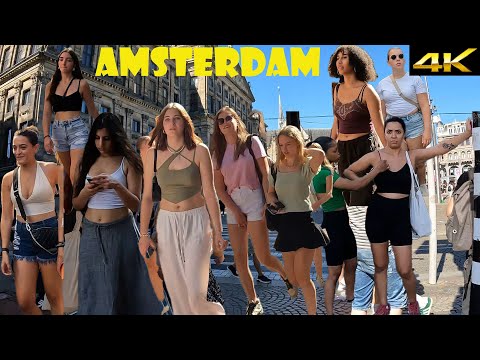 Amsterdam. Kalver street (Kalverstraat) the most popular shopping street. End of September 2023