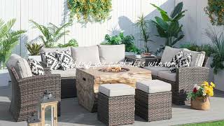 Perfect Comfort & Warmth! Sofa Firepit Table Combo – A Winter Essential!