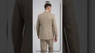 Tiglio Rosso Men’s Tan 3-Piece Italian Wool Suit – Classic Fit Peak Lapel Suit with Double-Breasted Vest and Pleated Wide-Leg Pants video