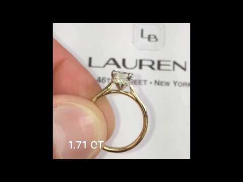 1.71 ct Emerald Diamond Cathedral Engagement Ring