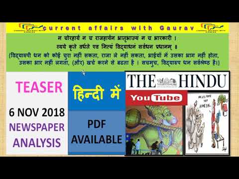 Teaser- The Hindu News Paper Analysis....6 November 2018