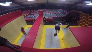 Trampoline wall circus skills.