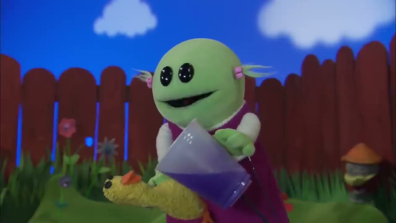 puppet drinking purple juice