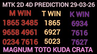 29-03-2026 MTK 4D CHART TODAY | Magnum Sports Toto Kuda Prediction Today | MTK 4D WIN PROOF INSIDE