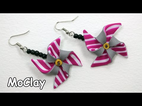 How to make DIY Pinwheel earrings - Polymer clay tutorial
