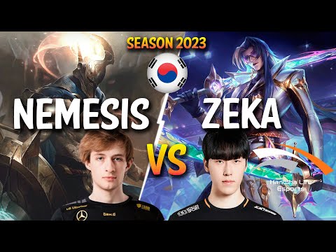 Nemesis vs HLE Zeka - Nemesis PANTHEON vs Zeka YONE Mid - Patch 13.23 KR Ranked