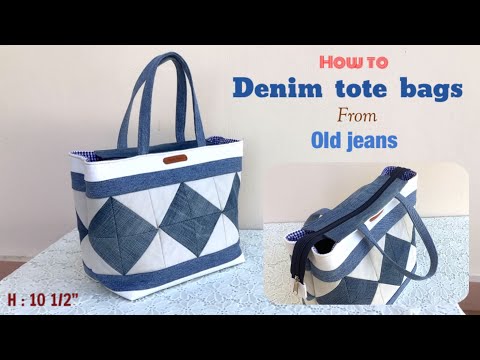 how to sew a denim tote bags with zipper tutorial, sewing diy a denim