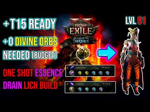 (0.4) Essence Drain (Budget) Lich Endgame Build Guide (T15 ready) // Path of Exile 2 // 0.4 Druids