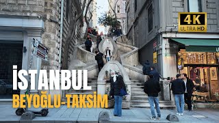 Istanbul Taksim Beyoglu : Hidden Backstreets & Secret Gems - 4K 60p | Turkey