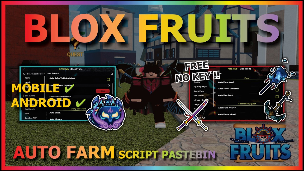 BLOX FRUITS Script No Key AUTO FARM, FAST ATTACK, SEA EVENT, FRUIT MASTERY FARM, RACE V4 (BEST TOP)