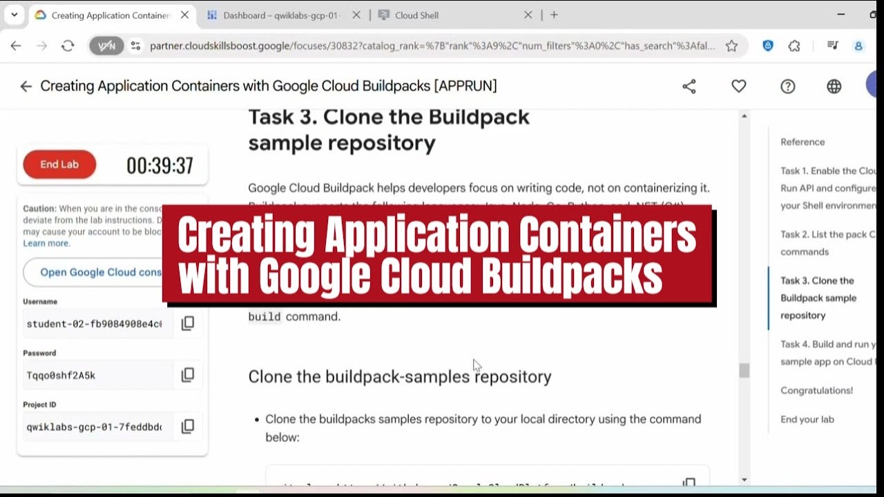 Creating Application Containers with Google Cloud Buildpacks |  GCP Practical Lab with Explanation