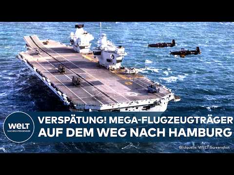 HAMBURG: Flugzeugträger der britischen Marine "Queen Elizabeth" macht am Elbufer fest