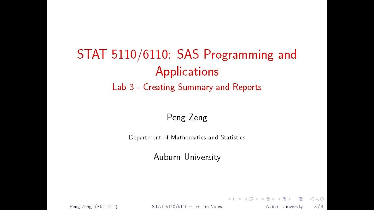 SAS - Lab 3 - Creating Summary and Reports