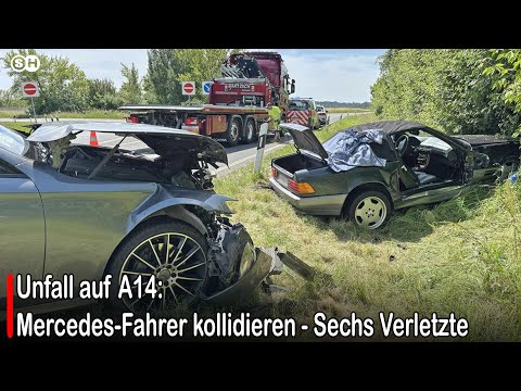 Unfall auf A14: Mercedes-Fahrer kollidieren - Sechs Verletzte #germany | SH News German