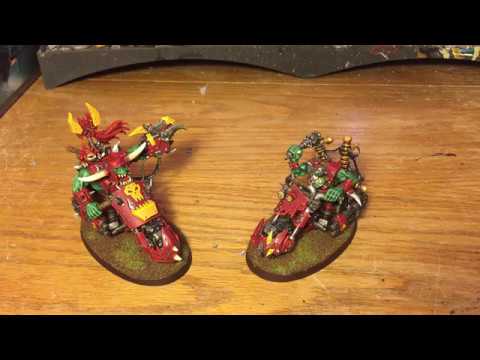 Ork Warboss and Bigmek on Bikes. Conversion corner.