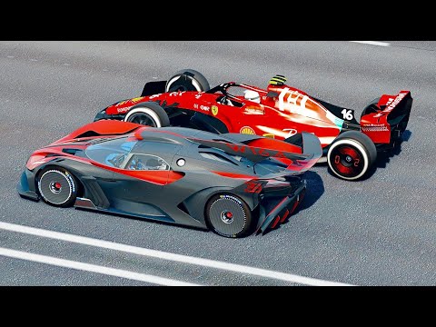 Bugatti Bolide vs Ferrari F1 2022 - Desert Drag Race