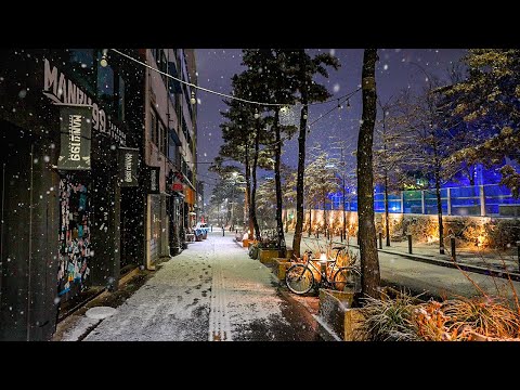 [4K HDR] 5AM 🌙 Seoul Snowfall Night on Lunar New Year's Day with Ambience Sounds ASMR