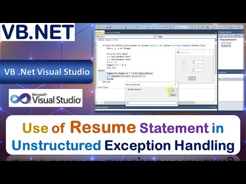 P43 | Windows Application to show Use of Resume Statement in Unstructured Exception Handling| VB.Net