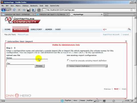 DotNetNuke Tutorial - How to import users in DotNetNuke - part 1 of 2 - Video #181