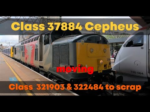 ROG Class 37884 'Cepheus'  is moving Class  321903 and 322484 to scrap