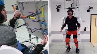 video: Exoskeleton driven by AI helps paralysed man to walk again