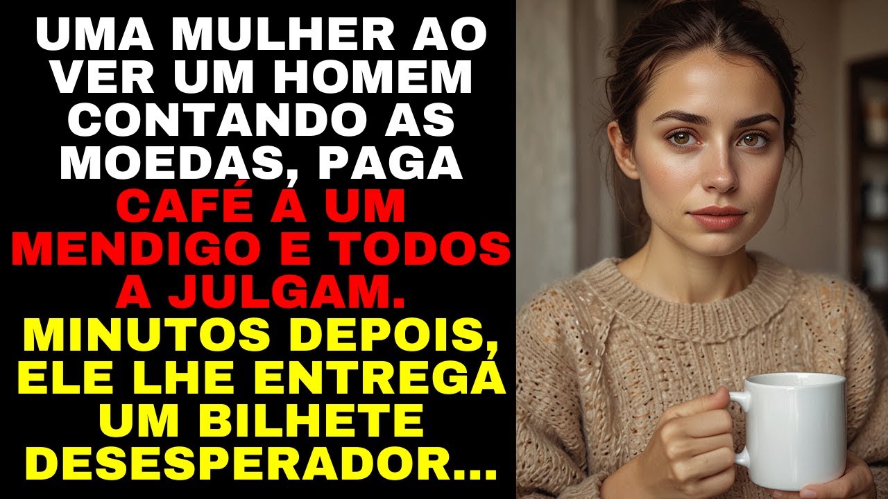 MULHER PAGA CAFÉ À UM MENDIGO. MINUTOS DEPOIS, ELE LHE ENTREGA UM BILHETE QUE A FEZ CHORAR MUITO…
