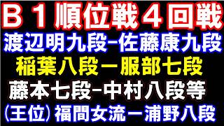 B級1組順位戦4回戦　渡辺明九段-佐藤康九段、稲葉八段-服部七段、藤本七段-中村太八段　など　王位戦　浦野八段-福間女流