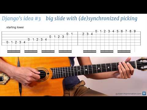 Django Reinhardt lick #3 : Big slide with (de)synchronized picking