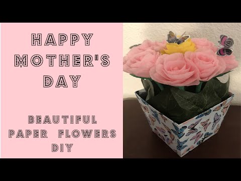 How To Make Paper Rose Flower Bouquet From Crepe Paper / DIYs and Crafts with Elena