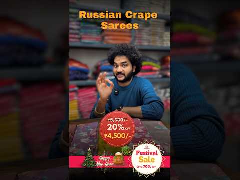 Russian Crepe Sarees with trendy color combinations #festivaloffers #russiancrepesarees #offers