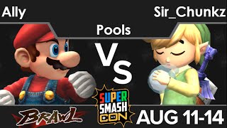 SSC16 - Ally (Mario, Snake) vs Sir_Chunkz (Toon Link, Ike) Pools - Brawl
