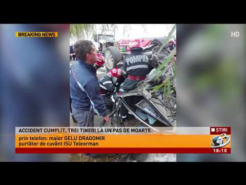 Accident cumplit în Teleorman. Trei tineri, la un pas de moarte. A fost solicitat un elicopter SMUR