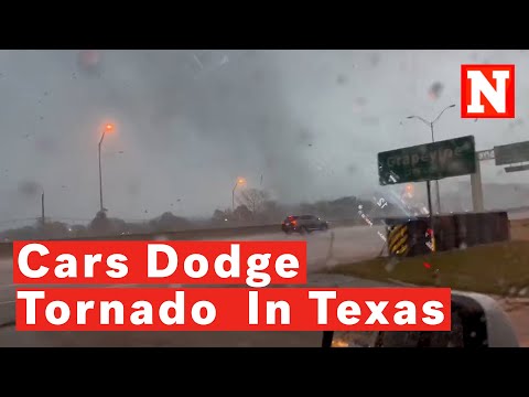 Cars Swerve To Dodge Texas Tornado That Rips Through Town