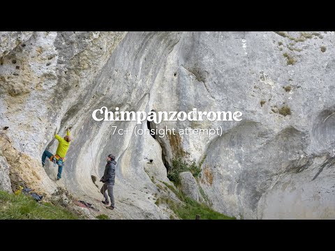 Cedric Lachat climbing on the history of French mountaineering - Chimpanzodrome (7c+, Saussois)