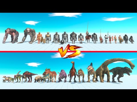 Dinosaurs vs Primates & Ancient Humans - Animal Revolt Battle Simulator