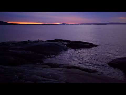 Relaxing Gentle Waves with Purple Sunset for Deep Sleep, Nature ASMR, 2 hours in 4K